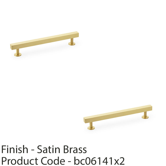 2 PACK Straight Square Bar Pull Handle Satin Brass 160mm Centres SOLID BRASS  1