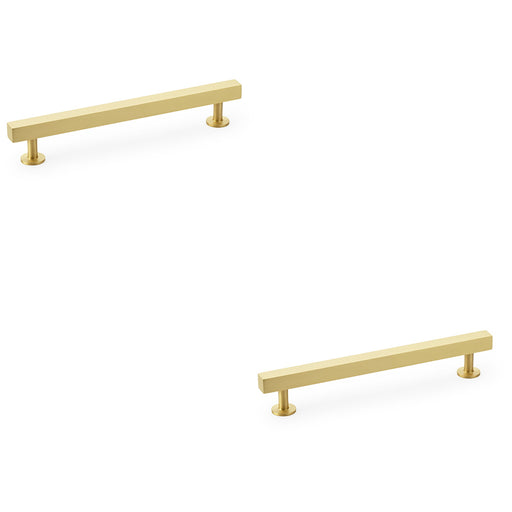 2 PACK Straight Square Bar Pull Handle Satin Brass 160mm Centres SOLID BRASS 