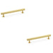 2 PACK Straight Square Bar Pull Handle Satin Brass 160mm Centres SOLID BRASS 
