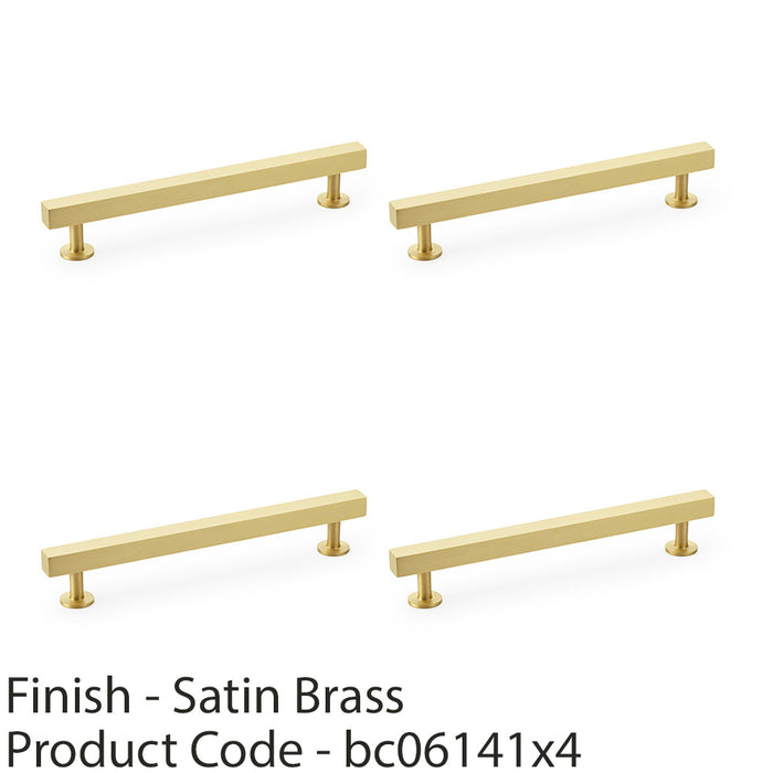 4 PACK Straight Square Bar Pull Handle Satin Brass 160mm Centres SOLID BRASS  1