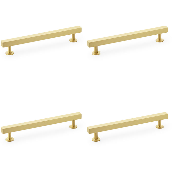 4 PACK Straight Square Bar Pull Handle Satin Brass 160mm Centres SOLID BRASS 
