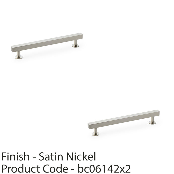 2 PACK Straight Square Bar Pull Handle Satin Nickel 160mm Centres SOLID BRASS  1