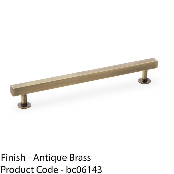 Straight Square Bar Pull Handle - Antique Brass 192mm Centres SOLID BRASS Drawer 1