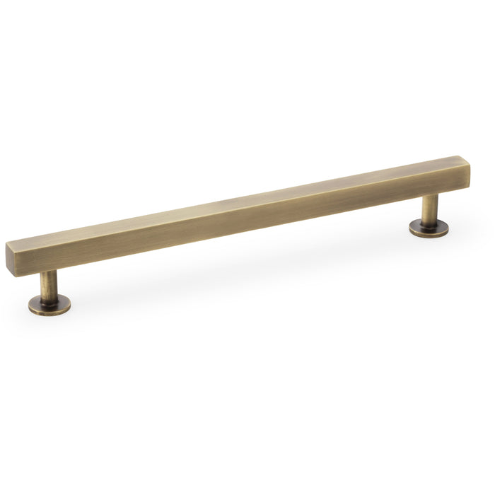 Straight Square Bar Pull Handle - Antique Brass 192mm Centres SOLID BRASS Drawer