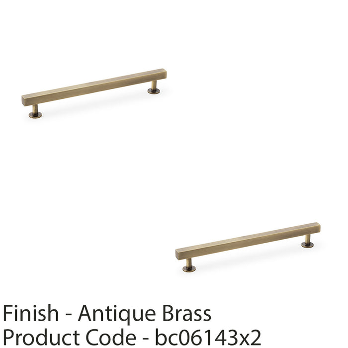 2 PACK Straight Square Bar Pull Handle Antique Brass 192mm Centres SOLID BRASS 1