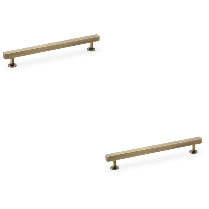 2 PACK Straight Square Bar Pull Handle Antique Brass 192mm Centres SOLID BRASS