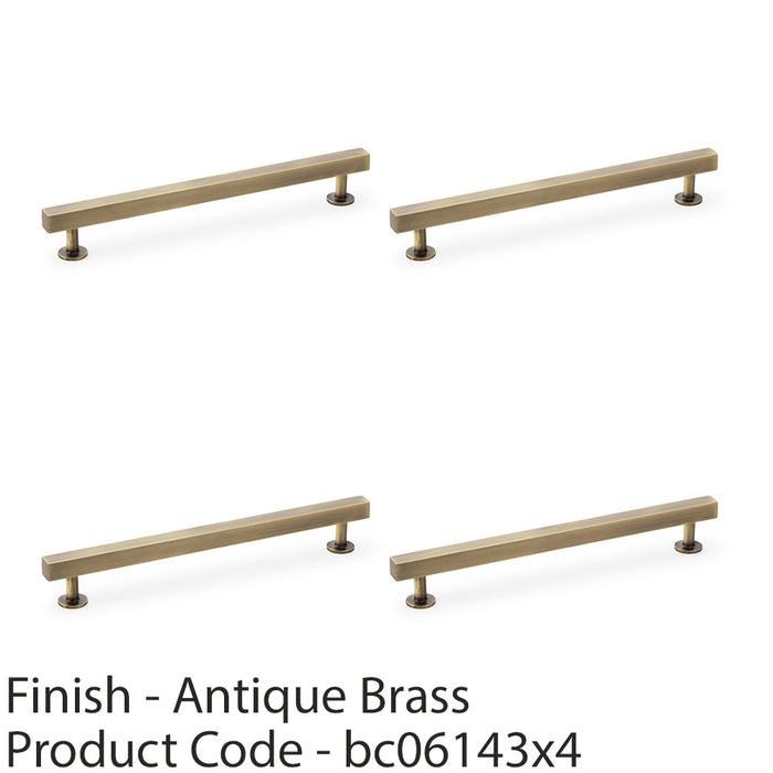 4 PACK Straight Square Bar Pull Handle Antique Brass 192mm Centres SOLID BRASS  1