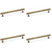 4 PACK Straight Square Bar Pull Handle Antique Brass 192mm Centres SOLID BRASS 