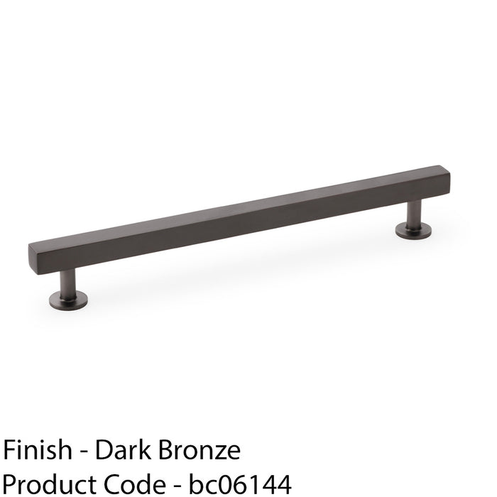 Straight Square Bar Pull Handle - Dark Bronze 192mm Centres SOLID BRASS Drawer 1
