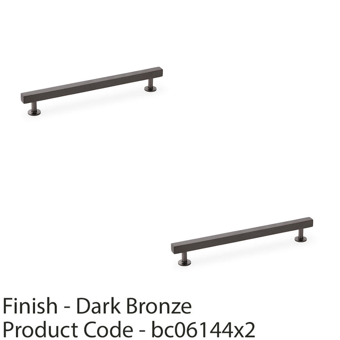 2 PACK Straight Square Bar Pull Handle Dark Bronze 192mm Centres SOLID BRASS  1