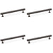 4 PACK Straight Square Bar Pull Handle Dark Bronze 192mm Centres SOLID BRASS 