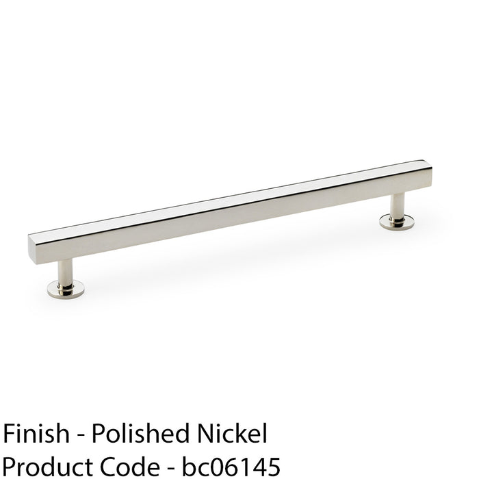 Straight Square Bar Pull Handle Polished Nickel 192mm Centres SOLID BRASS Drawer 1