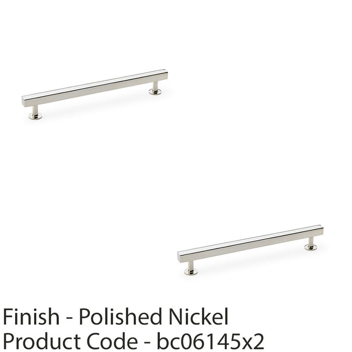 2 PACK Straight Square Bar Pull Handle Polished Nickel 192mm SOLID BRASS Drawer 1