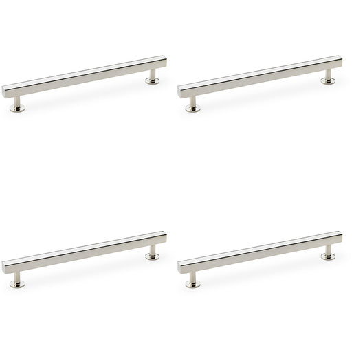 4 PACK Straight Square Bar Pull Handle Polished Nickel 192mm SOLID BRASS Drawer