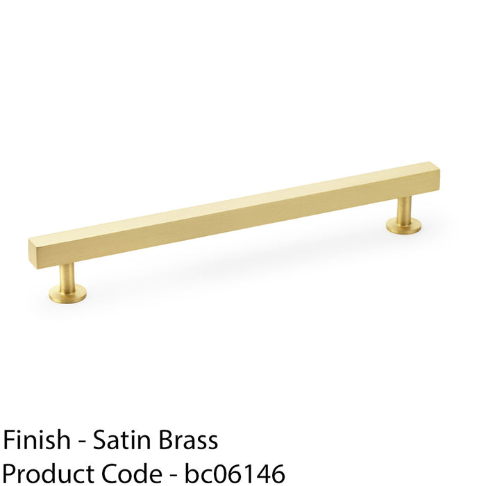 Straight Square Bar Pull Handle - Satin Brass 192mm Centres SOLID BRASS Drawer 1