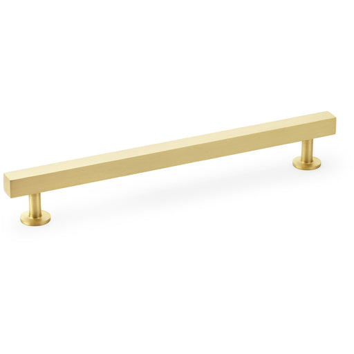 Straight Square Bar Pull Handle - Satin Brass 192mm Centres SOLID BRASS Drawer