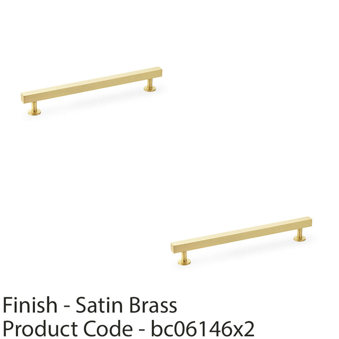 2 PACK Straight Square Bar Pull Handle Satin Brass 192mm Centres SOLID BRASS  1