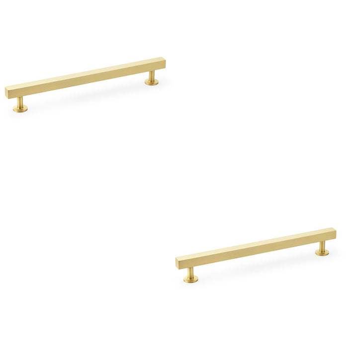 2 PACK Straight Square Bar Pull Handle Satin Brass 192mm Centres SOLID BRASS 