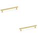 2 PACK Straight Square Bar Pull Handle Satin Brass 192mm Centres SOLID BRASS 