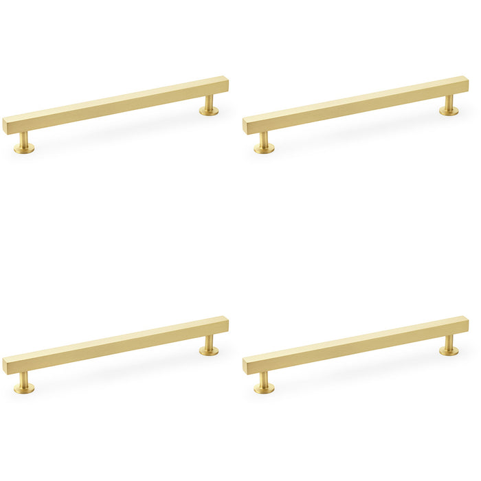 4 PACK Straight Square Bar Pull Handle Satin Brass 192mm Centres SOLID BRASS 