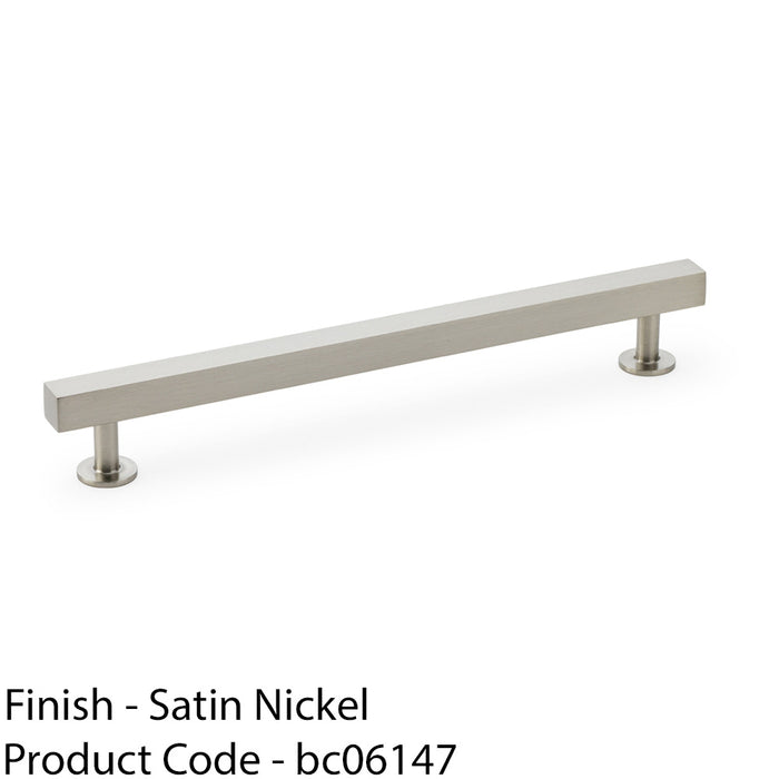 Straight Square Bar Pull Handle - Satin Nickel 192mm Centres SOLID BRASS Drawer 1