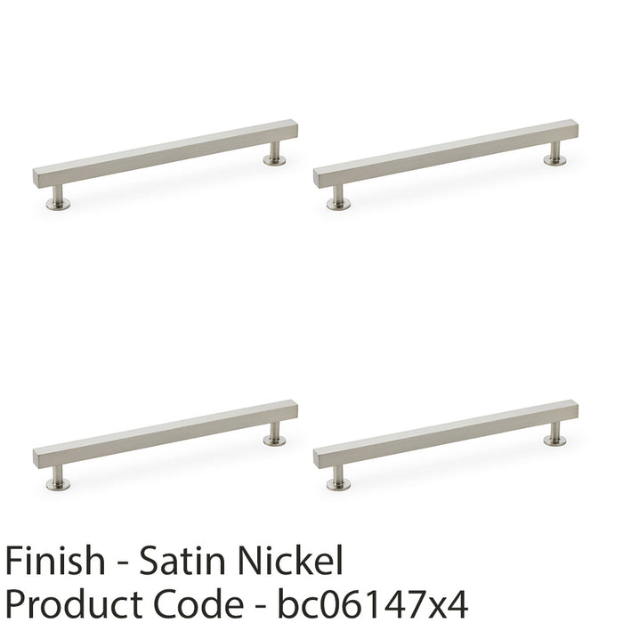 4 PACK Straight Square Bar Pull Handle Satin Nickel 192mm Centres SOLID BRASS  1