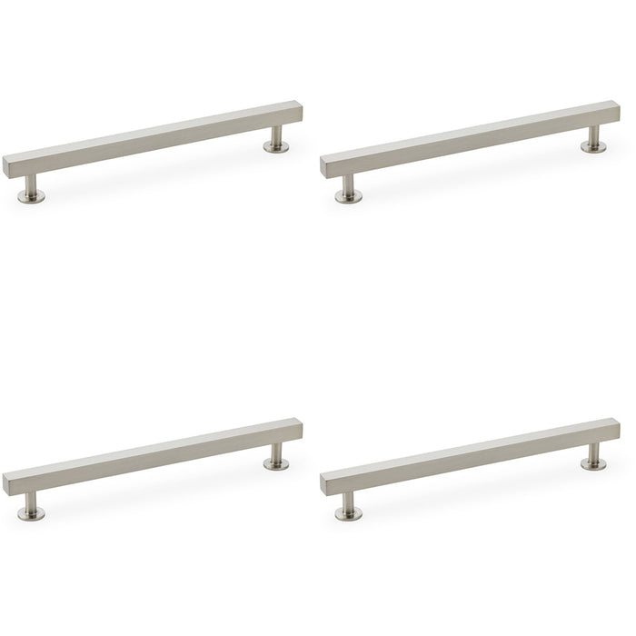 4 PACK Straight Square Bar Pull Handle Satin Nickel 192mm Centres SOLID BRASS 