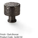 Round Hammered Door Knob Dark Bronze 30mm Diameter Cupboard Cabinet Pull Handle 1