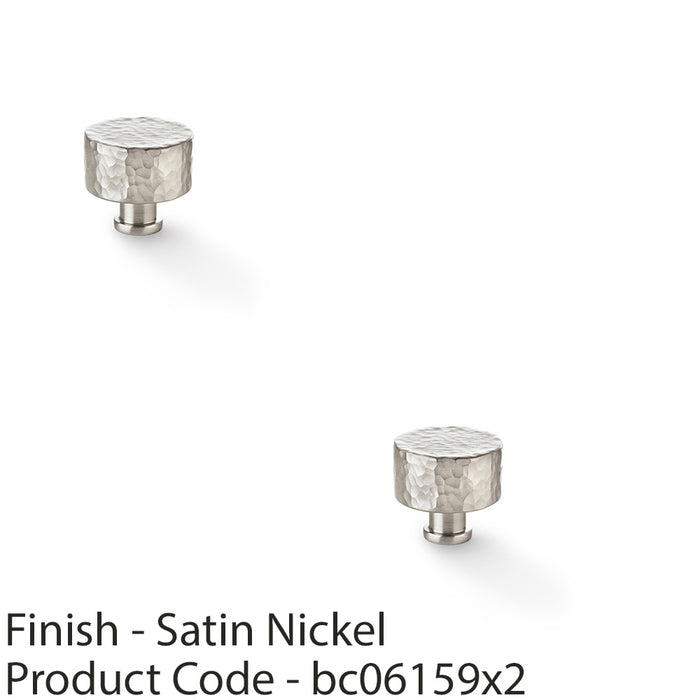 2 PACK Round Hammered Door Knob Satin Nickel 35mm Diameter Cabinet Pull Handle 1