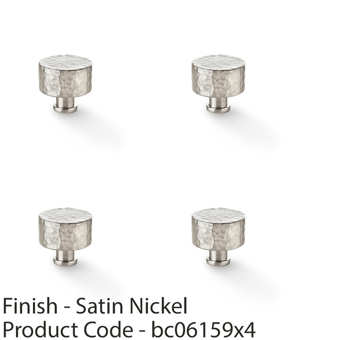 4 PACK Round Hammered Door Knob Satin Nickel 35mm Diameter Cabinet Pull Handle 1