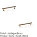 2 PACK Hammered T Bar Pull Handle Antique Brass 160mm Centres SOLID BRASS Drawer 1
