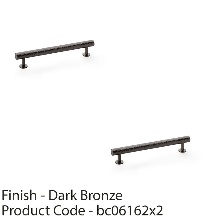 2 PACK Hammered T Bar Pull Handle Dark Bronze 160mm Centres SOLID BRASS Drawer 1