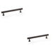 2 PACK Hammered T Bar Pull Handle Dark Bronze 160mm Centres SOLID BRASS Drawer