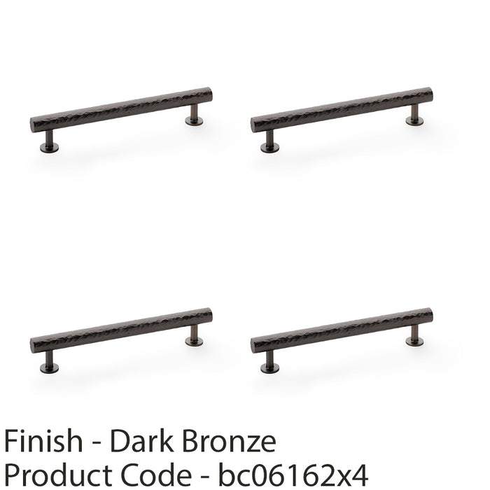 4 PACK Hammered T Bar Pull Handle Dark Bronze 160mm Centres SOLID BRASS Drawer 1