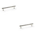 2x Hammered T Bar Pull Handle Polished Nickel 160mm Centres SOLID BRASS Drawer