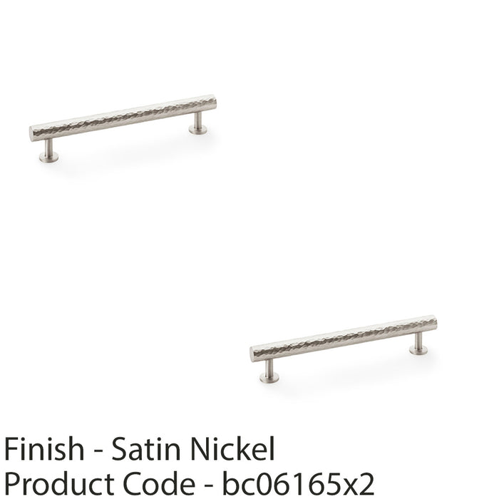 2 PACK Hammered T Bar Pull Handle Satin Nickel 160mm Centres SOLID BRASS Drawer 1