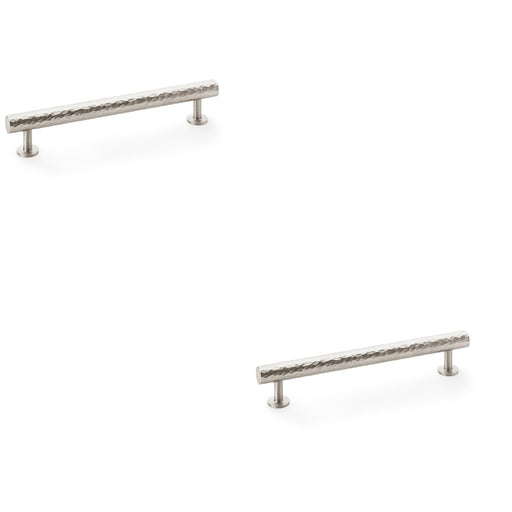 2 PACK Hammered T Bar Pull Handle Satin Nickel 160mm Centres SOLID BRASS Drawer
