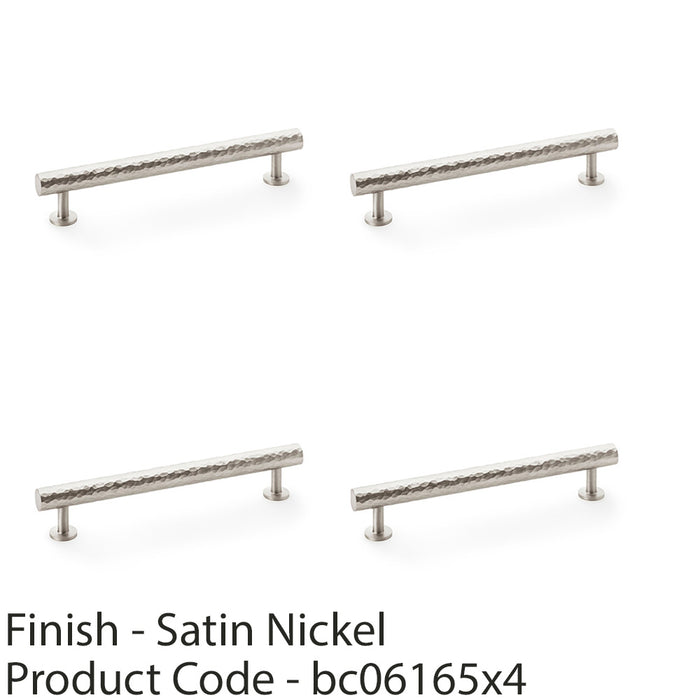 4 PACK Hammered T Bar Pull Handle Satin Nickel 160mm Centres SOLID BRASS Drawer 1