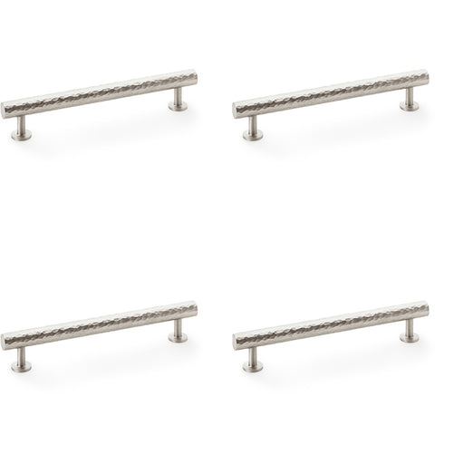 4 PACK Hammered T Bar Pull Handle Satin Nickel 160mm Centres SOLID BRASS Drawer
