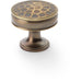 Round Hammered Door Knob - Antique Brass 38mm Diameter Cupboard Pull Handle