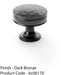 Round Hammered Door Knob - Dark Bronze 38mm Diameter Cupboard Pull Handle 1