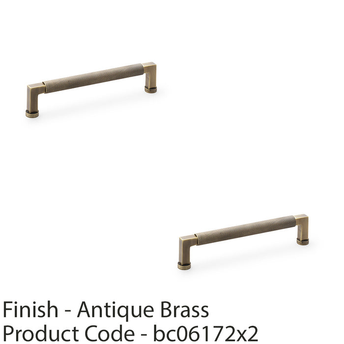 2x Square Knurled Pull Handle Antique Brass 160mm Centres Premium Drawer Door 1