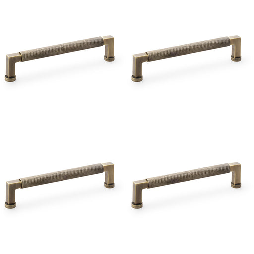 4x Square Knurled Pull Handle Antique Brass 160mm Centres Premium Drawer Door