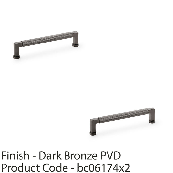 2 PACK Square Knurled Pull Handle Dark Bronze 160mm Centres Premium Drawer Door 1