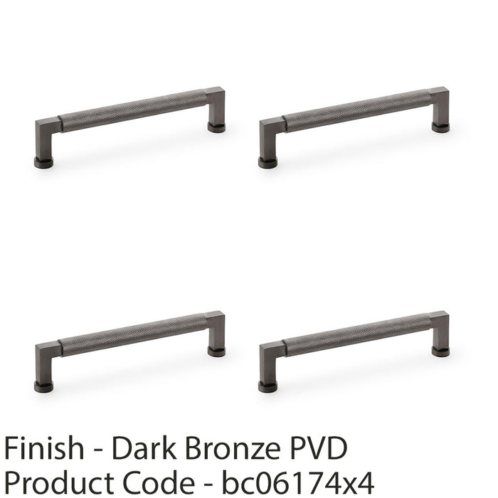 4 PACK Square Knurled Pull Handle Dark Bronze 160mm Centres Premium Drawer Door 1