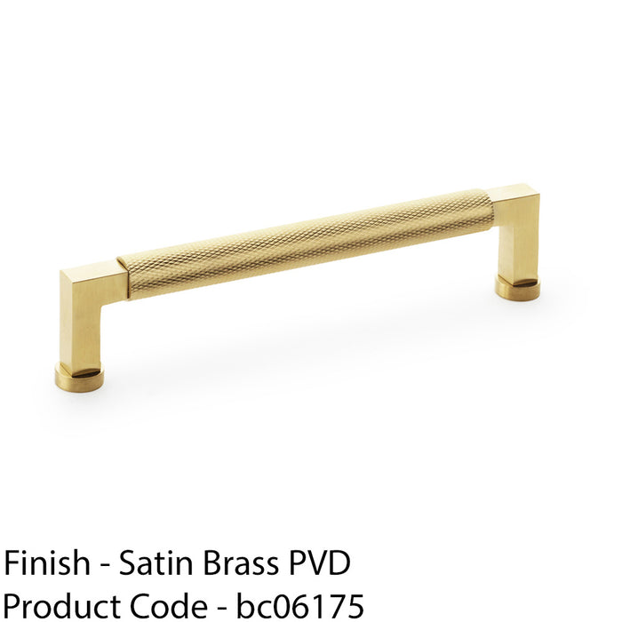 Square Knurled Pull Handle - Satin Brass - 160mm Centres Premium Drawer Door 1