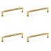4 PACK Square Knurled Pull Handle Satin Brass 160mm Centres Premium Drawer Door