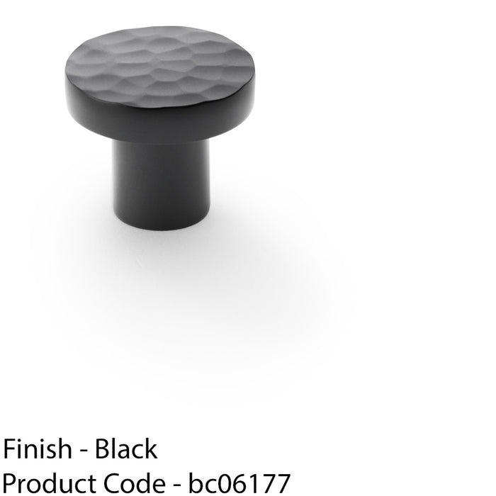 Slim Hammered Door Knob - Matt Black 30mm Round Cupboard Cabinet Pull Handle 1