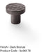 Slim Hammered Door Knob - Dark Bronze 30mm Round Cupboard Cabinet Pull Handle 1
