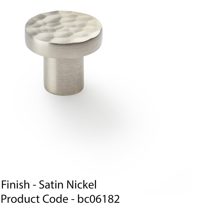 Slim Hammered Door Knob - Satin Nickel 30mm Round Cupboard Cabinet Pull Handle 1